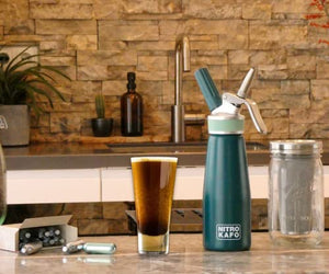 NITRO KAFO 0.5L Cold Brew Mason Jar Coffee Maker and Nitro Coffee Maker kit - Stainless Steel Filter, Durable Glass, 100% Recyclable Aluminium Bottle with Stainless Steel Parts, 1 Pint/0.5L