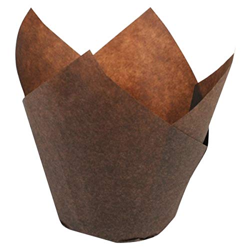 Hoffmaster 611117 Tulip Cup Cupcake Wrapper/Baking Cup, 2" Diameter x 3-1/2" Height, Small, Chocolate (Pack of 1000)