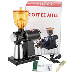 Huanyu Electric Coffee Bean Grinder 250G Commercial&Home Milling Grinding Machine 200W Automatic Burr Grinder Professional Miller 8 Fine - Coarse Grind Size Settings Stainless Steel Cutter Pulverizer
