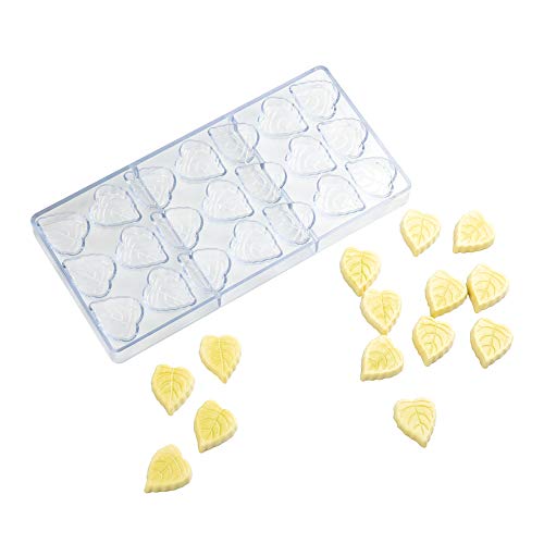 Pastry Tek 10.8 x 5.3 Inch Leaf Molds, 10 Freezer-Safe Leaf Chocolate Molds - 21 Cavities, Dishwasher-Safe, Clear Polycarbonate Leaf Candy Molds, Easy To Release, Durable