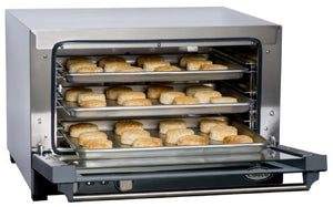 Cadco OV-013 Compact Half Size Convection Oven with Manual Controls, 120-Volt/1450-Watt, Stainless/Black