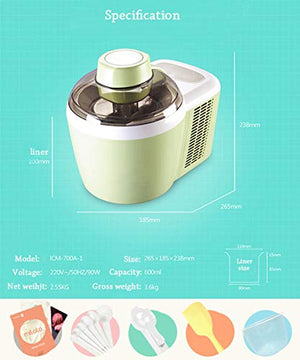 Ice Cream Maker, Freezing Self-Refrigerating Electric Ice Cream Machine, Frozen Yogurt Sorbet Treat Machine, 1.3 Pint, ICM-700A-1,Gray