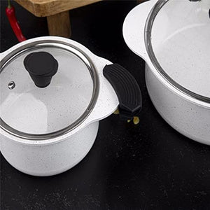 LKYBOA 6Pcs/ set Cookware Set Kitchenware Cooking Pot and Pan Set Non- Stıck Stainless Steel Kitchen (Color : White)