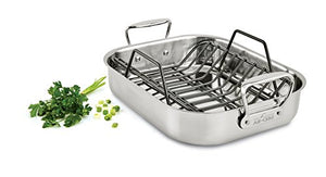 All-Clad Gourmet Stainless Steel Nonstick Roaster with Rack, 11 x 14 inch, Silver