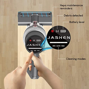 JASHEN V18 Cordless Vacuum Cleaner with Auto Mode, Lightweight Stick Vacuum Cleaner, 350W Suction, 4-in-1 Cordless Vac, for Hard Floor, Tile, Laminate, Carpet, Grey