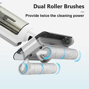 Smart Vacuum Mop - TAB T9 Pro Cordless Wet Dry Vacuum Cleaner, Upgraded Dual Roller Brushes Head, Vacuum & Mop & Wash 3 in 1, Self-Cleaning System, Electric Mop for Multi-Surface, Great for Pet Hair