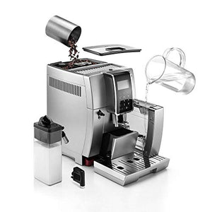 DeLonghi Dinamica Super Automatic Espresso Machine, Cappuccino and Coffee Maker with Milk Frother and LatteCremma System, ECAM35075, Stainless Steel