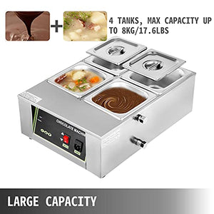 Happybuy 1500W Food Warmer, 4 Tanks Commercial Electric Heater, 17.6LBS Capacity Thermal Insulation Melting Pot Machine,Digital  Temperature  Control 86-176℉, for Chocolate Cheese Milk Soup