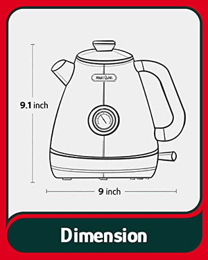 Hazel Quinn Electric Water Kettle, Tea Kettle, Stainless Steel, Hot Water with Thermometer, Retro Style, Fast Boiling, BPA Free, Automatic Shut-Off, Boil-Dry Protection, Swivel Base, 1.7 L, Mint Green