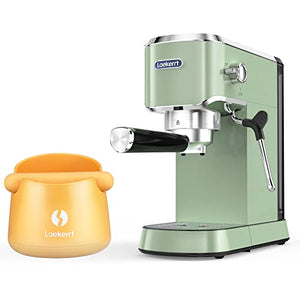Laekerrt 20 Bar Espresso Machine with Milk Steamer and Frother Wand (Green)&Laekerrt Espresso Knock Box(Yellow)