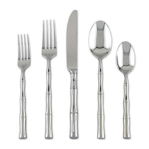 UPware 45-Piece 18/8 Stainless Steel Flatware Set, Service for 8, Include Knives/Forks/Spoons/Teaspoons/Salad Forks/Serving Fork & Spoon, Mirror Polished, Dishwasher Safe (Bamboo)