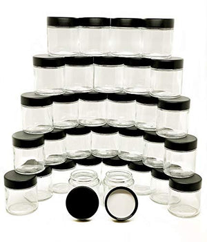 Child Resistant 3oz Glass Jars - 150 Pack! (Black)