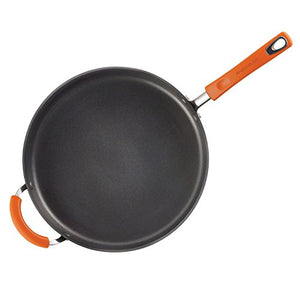 Rachael Ray Brights Hard-Anodized Nonstick Cookware Set with Glass Lids, 14-Piece & Brights Hard Anodized Nonstick Frying Pan / Fry Pan / Hard Anodized Skillet with Helper Handle - 14 Inch, Gray