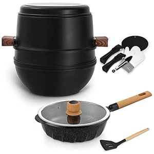 Nonstick Stackable Cookware Set with Cooking Utensils 13 Piece & Nonstick Stir Frying Pan 9.5 Inch - Black
