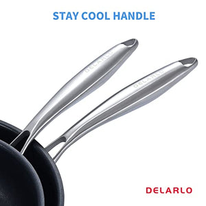 DELARLO Nonstick Frying Pan Heats quickly Efficient cooking Green health coating is free of PFOA Detachable handle (10-inch ,12inch)