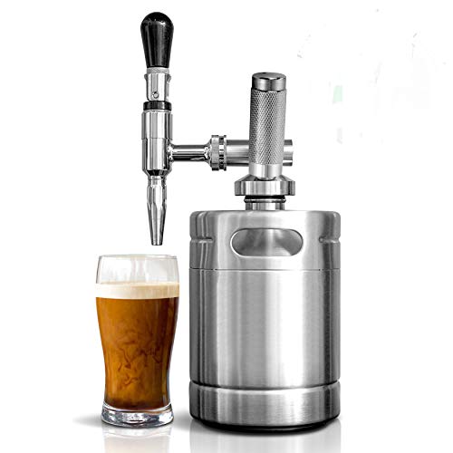 Nitro Cold Brew Coffee Maker - Home Brew Coffee Keg, Nitrogen Coffee Machine Dispenser System w/ Pressure Relieving Valve Kit & Stout Creamer Faucet, Stainless steel - NutriChef NCNTROCB10
