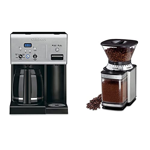 Cuisinart Coffee Plus 12-Cup Programmable Coffeemaker and Hot Water System, Black/Stainless & DBM-8P1 Supreme Grind Automatic Burr Mill Coffee Grinder, Stainless Steel, 6.0"(L) x 7.13"(W) x 10.75"(H)