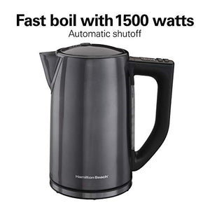 Hamiton Beach 1.7 Liter Variable Temperature Electric Kettle for Tea and Hot Water, Removable Mesh Filter, Cordless, Keep Warm, Auto-Shutoff and Boil-Dry Protection, Black Stainless Steal (41027R)
