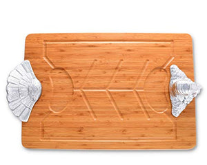 Arthur Court Designs Aluminum Turkey Handle Wood Carving / Cheese Board Large Tray for Serving Meats or Appetizer at Thanksgiving 23 inch x 13.5 Wide