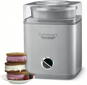 Ice Cream Maker by Cuisinart, Ice Cream and Frozen Yogurt Machine, 2-Qt. Double-Insulated Freezer Bowl, Silver, ICE30BC