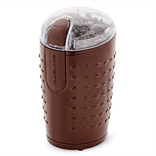 Ovente Electric Coffee Grinder 2.5 Ounce - Small Portable & Compact Grinding Mill with Stainless Blade for Bean Spices Herb and Tea, Perfect for Home & Kitchen - Brown CG225BR