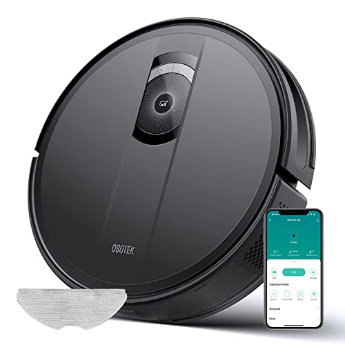 Robot Vacuum and Mop Combo OSOTEK, 3500Pa Strong Suction WiFi/App/Alexa Control, Self-Charging Robotic Vacuum Cleaner, Smart Gyroscope Navigation, Ideal for Hard Floors Pet Hair Carpets