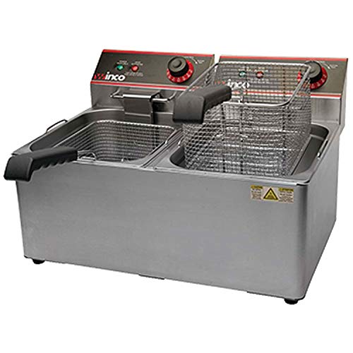 Winco EFT-32 Electric Deep Fryer, 1800W, 120V, 60Hz, Twin Well, 32 lbs. Oil Capacity