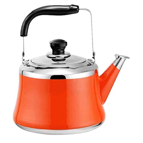 Whistling Kettle Stove Teapot Gas Stove Stainless Steel Color Kettle Suitable for Kitchen (Color : Orange, Size : 7L)