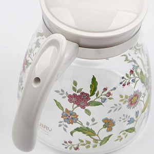 Ejiry 1600ml Glass Stovetop Teakettle Tea Pot, Floral