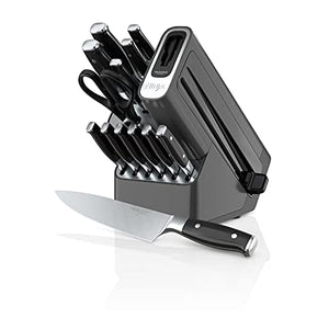 Ninja K32014 Foodi NeverDull Premium Knife System, 14 Piece Knife Block Set & C39800 Foodi NeverStick Premium 12-Piece Cookware Set, Hard-Anodized, Nonstick, Durable & Oven Safe to 500°F, Slate Grey