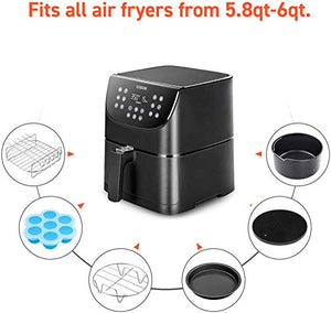 COSORI CO130-AO Air Fryer Toaster Oven Combo 12-in-1, 100 Recipes & 6 Accessories Included, 30L/31.7 QT, Silver & Accessories XL (C158-6AC) Set of 6 Fit all 5.8Qt, 6Qt Air Fryer, Black