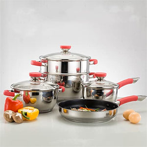 Cook Cooking Tools 8 Piece Stainless Steel Cookware Set Nonstick Casserole + Milk Pan + Steamer Kitchen Cookware (Color : A, Size : See Description) (A See Description) (A See Description)