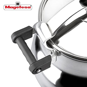 Magefesa® Alustar 23.2 Quart Pressure Cooker, recommended use for professionals, made of extra thick aluminum, express, has a Thermodiffusion bottom, 3 Security Systems