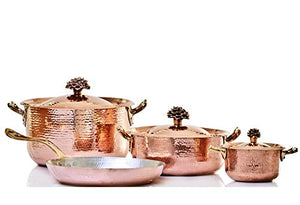 Amoretti Brothers Hammered Copper Cookware, 7 Piece Set - Bronze Handles