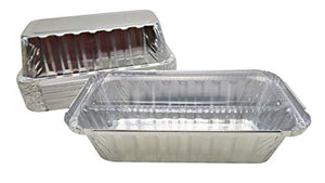 KitchenDance 1-1/2 Pound Disposable Colored Loaf Pans with Plastic Lids #1650P (Silver, 500)