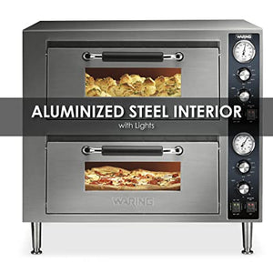 Waring Commercial WPO750 Double-Deck Pizza Oven (Dual Door), Silver