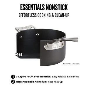 All-Clad Essentials Nonstick Hard Anodized Grill & Griddle Set, 11 inch, Black
