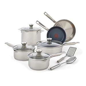 T-fal Unlimited Collection, Stainless Steel Platinum Non-stick, 12-Piece Cookware Set