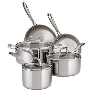 Tramontina Stainless Steel Tri-Ply Clad 8-Piece Cookware Set, Glass Lids, 80116/1010DS