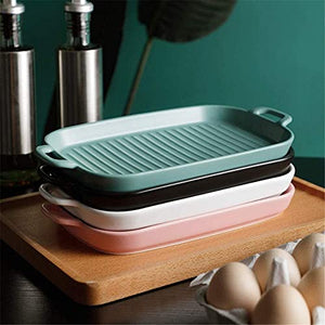 PDGJG Individual Lasagne Dish Large Deep, Ceramic Oven Dish, Serving Dish, Rectangular Baking Dish, Ceramic Baking Tray, Roasting Cooking Dishes for Oven (Color : White)