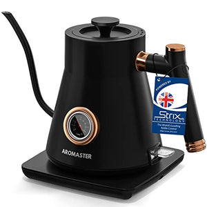 Electric Gooseneck Kettle,Aromaster Pour Over Coffee & Tea Kettle,1200 Watt Quick Heating 0.8L Kettle with Thermometer,100% Stainless Steel