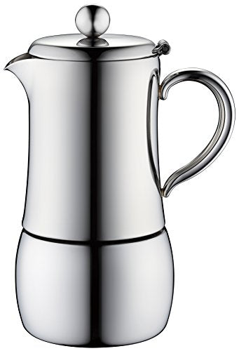 Minos Moka Pot 6-Cup Espresso Maker - Stainless Steel And Heatproof Handle - Suitable for Induction, Electric And Ceramic Stovetops