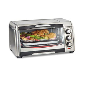 Hamilton Beach 31323 Air Fryer Countertop Toaster Oven with Large Capacity, Fits 6 Slices or 12” Pizza, 4 Cooking Functions for Convection, Bake, Broil, Easy Access Sure-Crisp, Stainless Steel