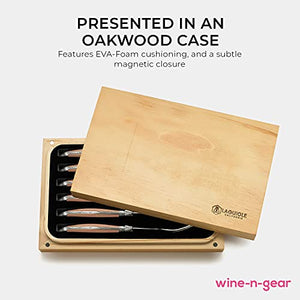 Laguiole California Fork Set - 6 Piece Naturalwood Set - Ergonomic Handles - Stored in a California Oakwood Gift Box - Stainless Steel - Kitchen and Dinnerware