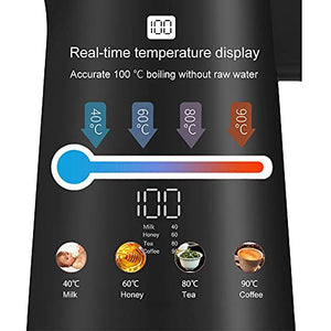 Automatic Electric Kettle, Auto Shut-off Double Wall Hot Water Boiler, Smart Temperature Control For Boiling Tea&Coffee, Portable Electronic Pot For Boiling, Led Display, 1.7-Liter, Fast Boil, Black