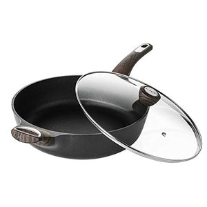 SENSARTE 12 in Nonstick Deep Frying Pan,4.9-Qt Non-Stick Saute Pan with Lid,Large Skillet Pan,Non-Stick Jumbo Cooker for All Stove Tops,Induction Compatible,PFOA Free, Black