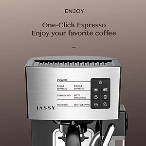 Espresso Coffee Machine Cappuccino Maker with 19 BAR Pump & Powerful Milk Tank for Home Barista Brewing,Multiple Functions for Espresso/Moka/Cappuccino,Self-Cleaning System,1250W(Silver)