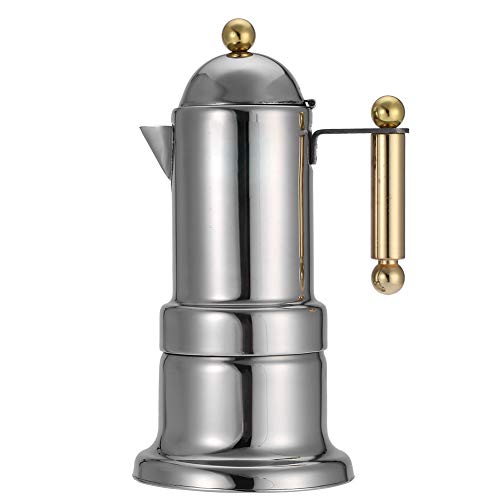 Stainless Steel 4 Cups Stovetop Coffee Maker Durable Espresso Pot Silver Moka Pot with Safety Valve