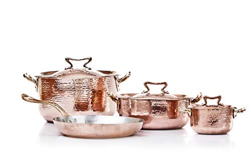 Amoretti Brothers Hammered Copper Cookware 7-pcs Set with Standard Lid