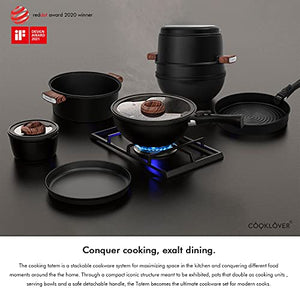Stackable Cookware Set Nonstick 100% PFOA Free Induction Pots and Pans Set Space Saving with Cooking Utensils 13 Piece – Black